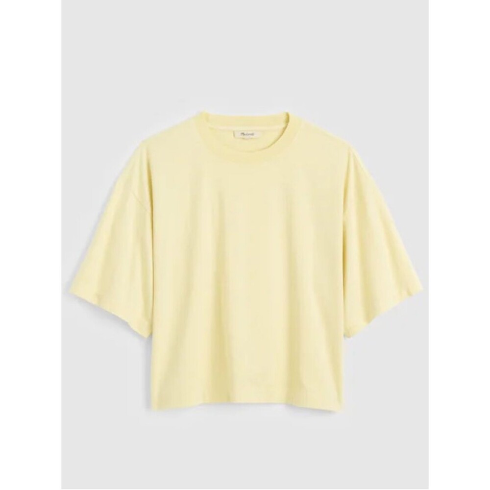 Madewell The Boxy Crop Tee in Allday Jersey Womens XL Yellow Oversized Crewneck